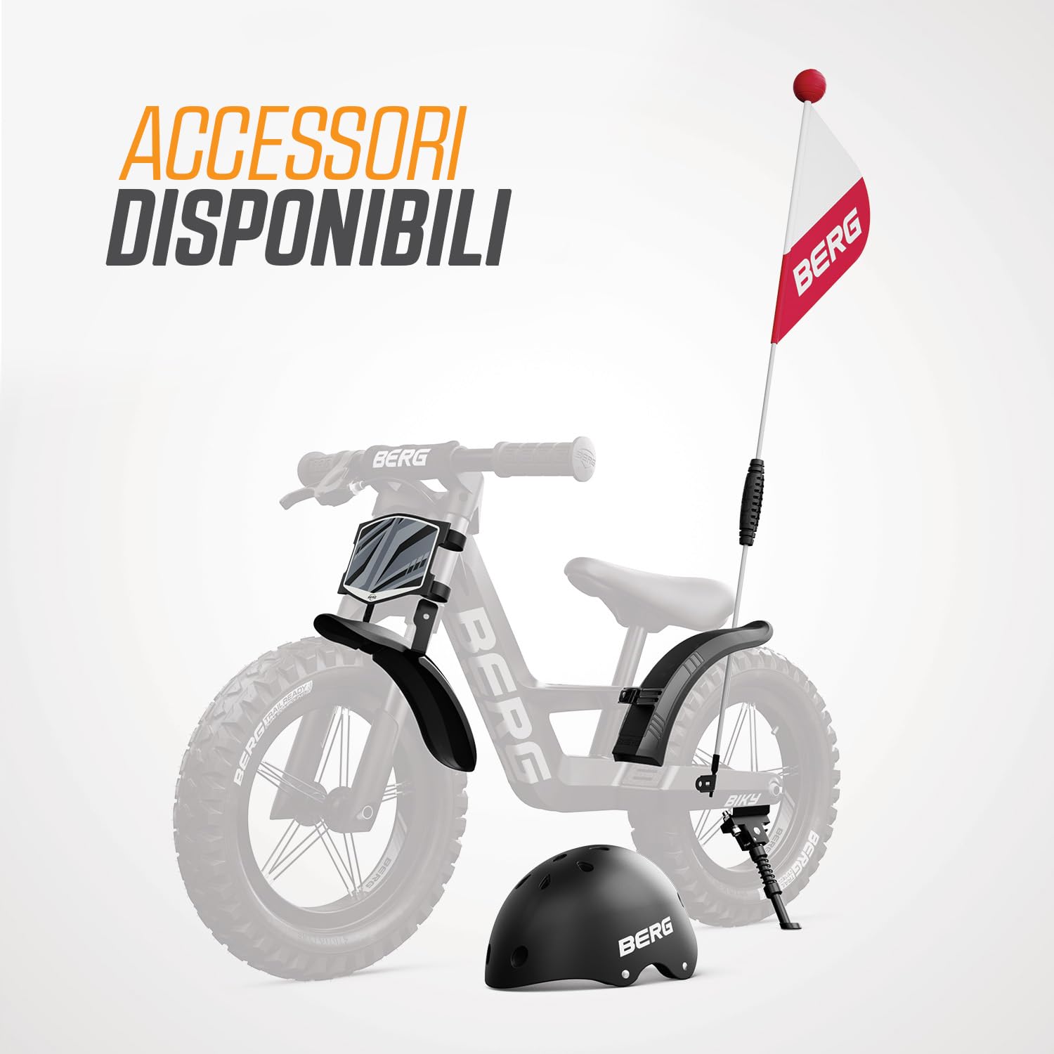 Berg Biky Cross, bicicletta nera con freno a mano a partire dai 2 anni, pneumatici, telaio leggero in magnesio, veicolo antiscivolo da 12 pollici, bicicletta per bambini ragazzi e ragazze, sella