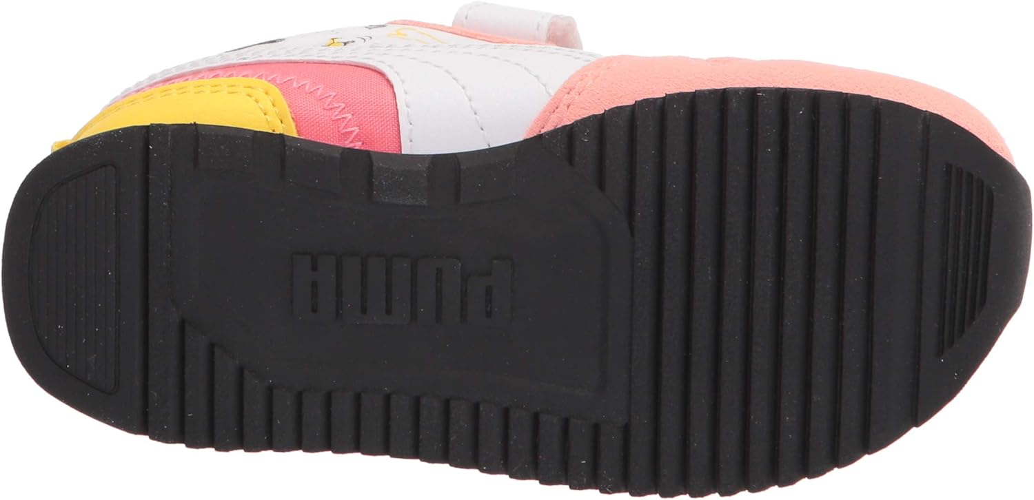 PUMA Kids' Peanuts R78 Hook and Loop Sneaker, Apricot Blush White-Maize