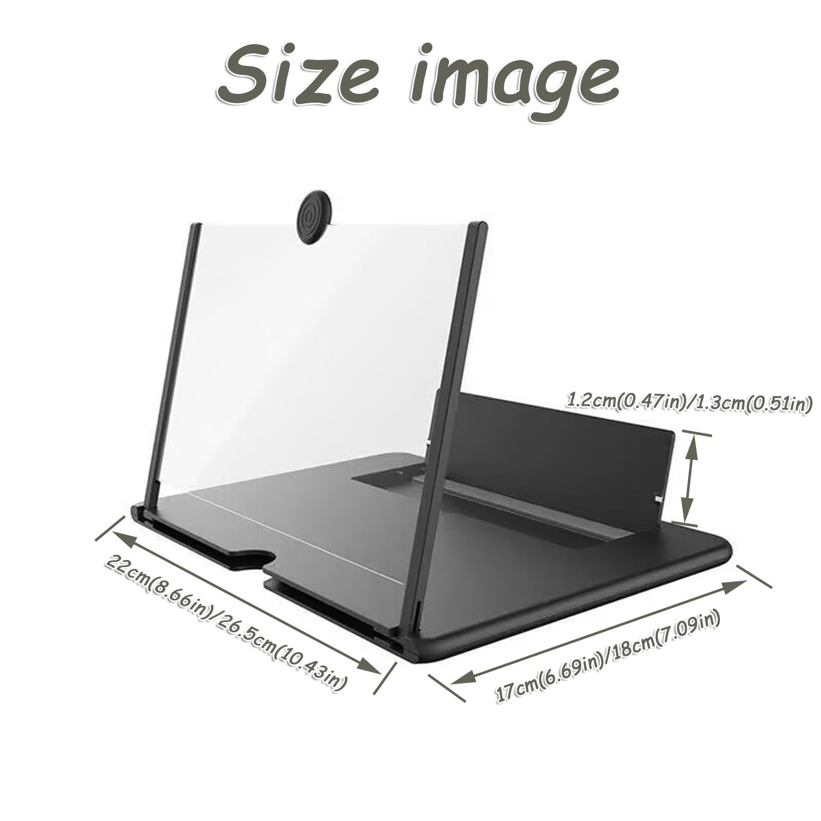Loupe D'éCran de TéLéPhone, Loupe Agrandisseur D'Ecran Portable, Loup Ecran, Support Pliable Portable, Compatible avec Plusieurs ModèLes,Noir,12 inches