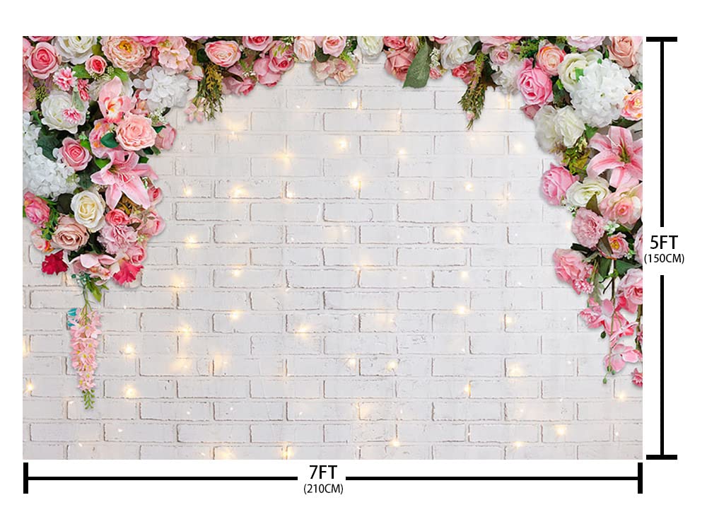 5x5ft Pink Flowers Wall Backdrop Dessert Table Decor Photography Background Baby Birthday Photos Booth D 9192