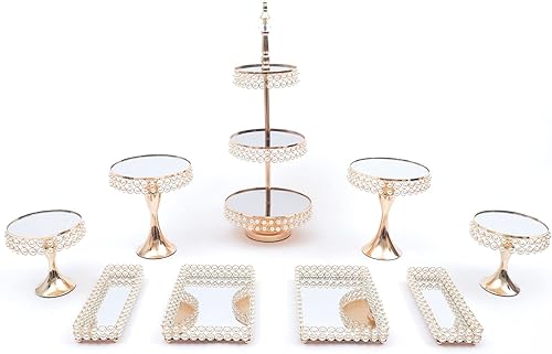 Juego de 9 soportes para tartas, soporte creativo para cupcakes, soportes de metal para postres para decoración de cumpleaños, bodas, fiestas, color