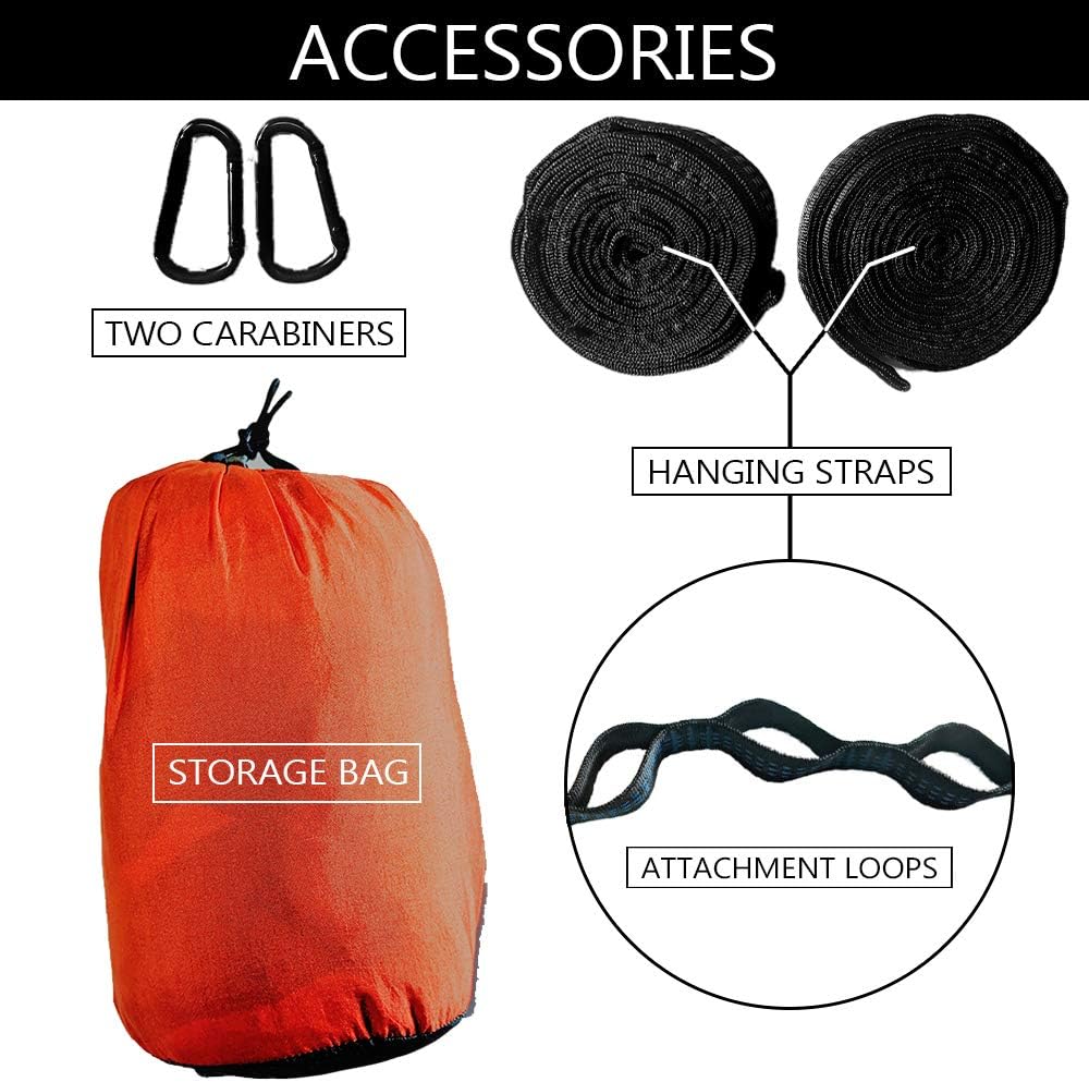 Breezy Point® Durable Double Lightweight Parachute Camping Hammock with Tree Straps – Great for Indoors/Outdoors, Camping, Backpacking, Dormitory, Pool/Beach/Lake, Travel, Portable (Hunter Orange)