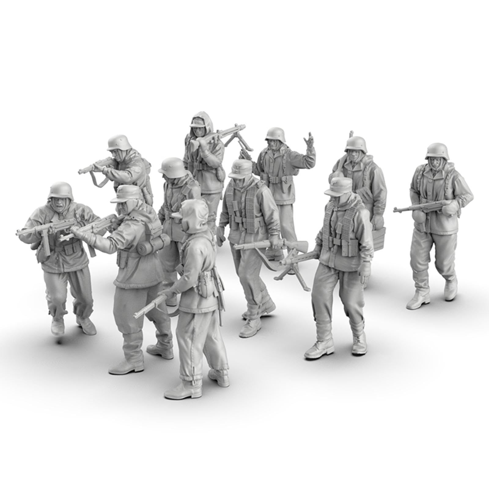 11 Pezzi in Scala 1:72 Modelli Tedeschi Set di Gioco Incompiuto per Scena in Miniatura