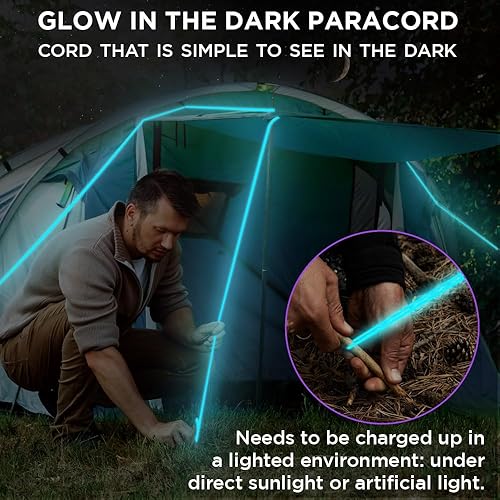 Vista 33 de TECEUM - Cuerda resistente 1000 de 1000 / 200 / 100 / 50 pies, más de 40 colores, cuerda para supervivencia y campamento, cuerda de nailon Patriot