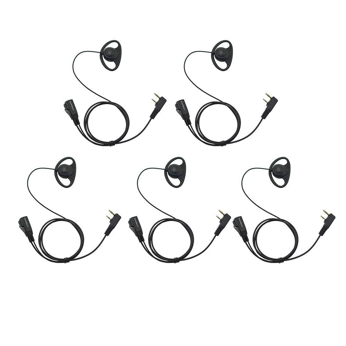 Zestaw słuchawkowy z klipsem w kształcie litery D, słuchawki PTT z mikrofonem są kompatybilne z Retevis H-777 Kenwood PUXING Baofeng UV-5R BF-888S 666s 2-kierunkowe radio (5 szt.)