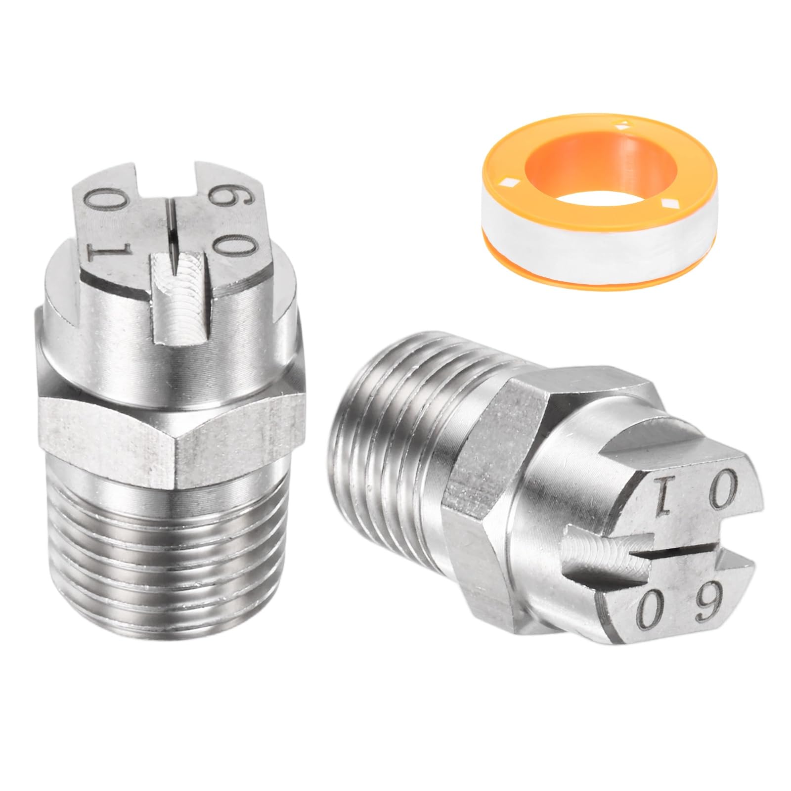 TIXIPEM 1/4" BSP Male 60 Degree Flat Fan Spray Tip [3PCS] - Pressure Washer Nozzles Cleaner Nozzle with Sealing Tape Used for Water Guns - [Stainless Steel-0.66MM Orifice]