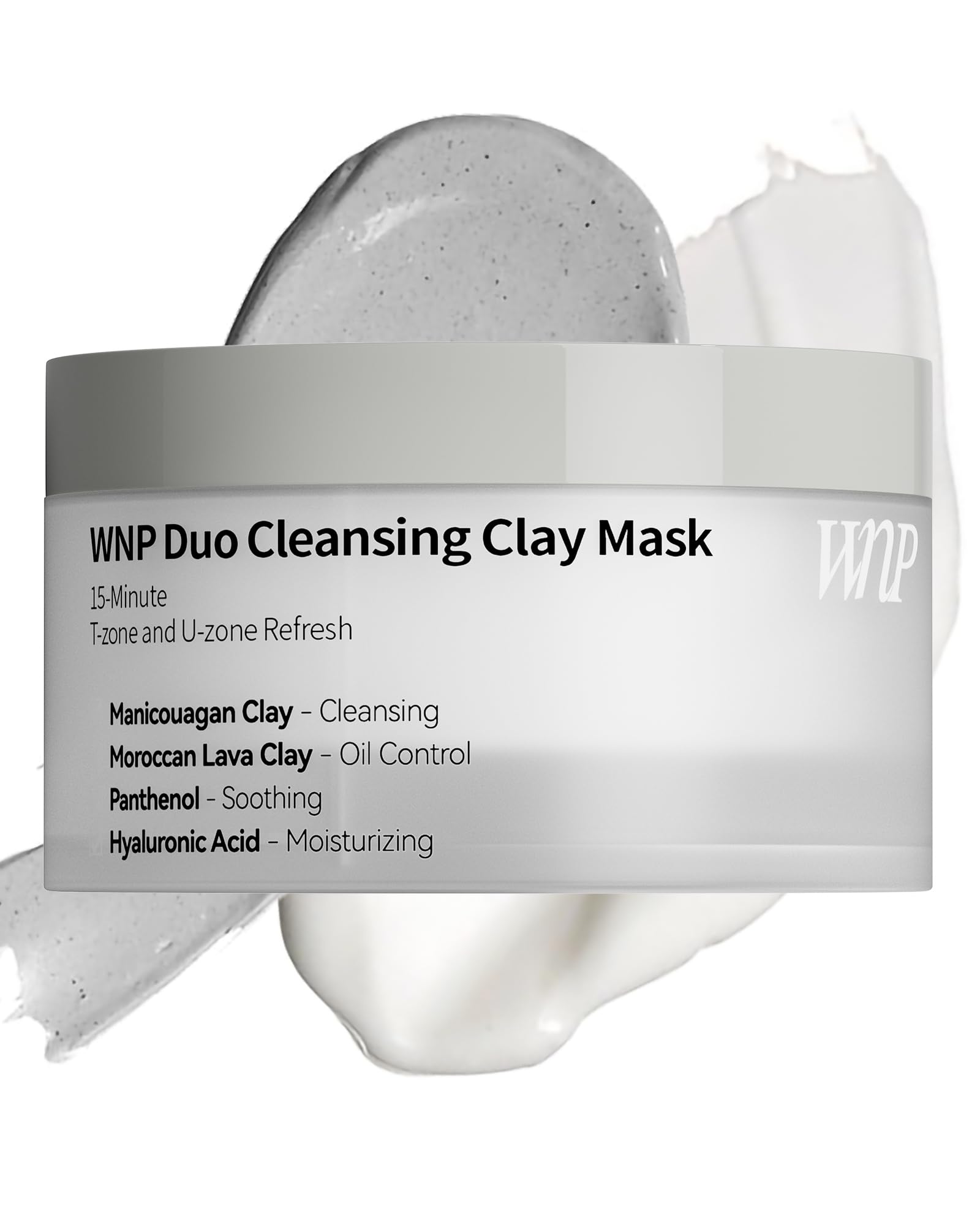 Duo Cleansing Clay Mask with Niacinamide & Hyaluronic Acid – Deep Pore Cleanser for T-Zone & U-Zone, Blackhead Remover, Hydrating & Oil-Control Face Mask, 3.53oz