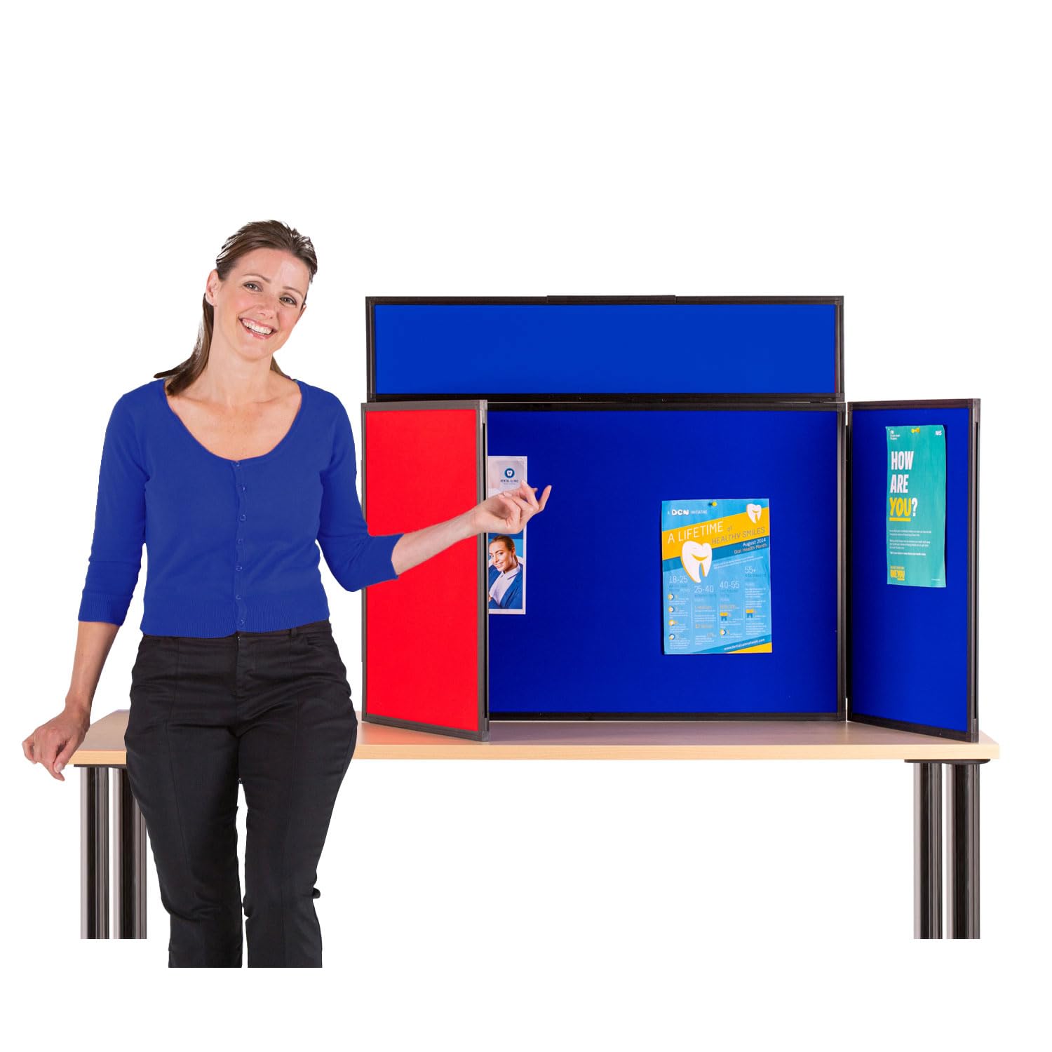 Wonderwall Foldaway Exhibition Display Kit |Landscape - Cherry Red/Royal Blue | with Bag, Header & 100 Adhesive tabs |for Schools, Fairs, Venues, Hubs, Healthcare