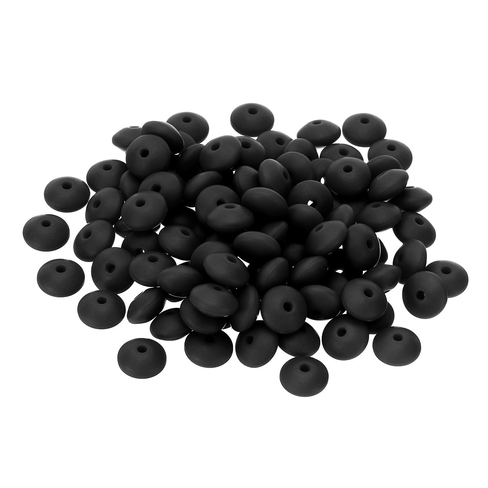 Perles en silicone 12mm noires de forme abacus, matériau durable pour bijoux et stylos