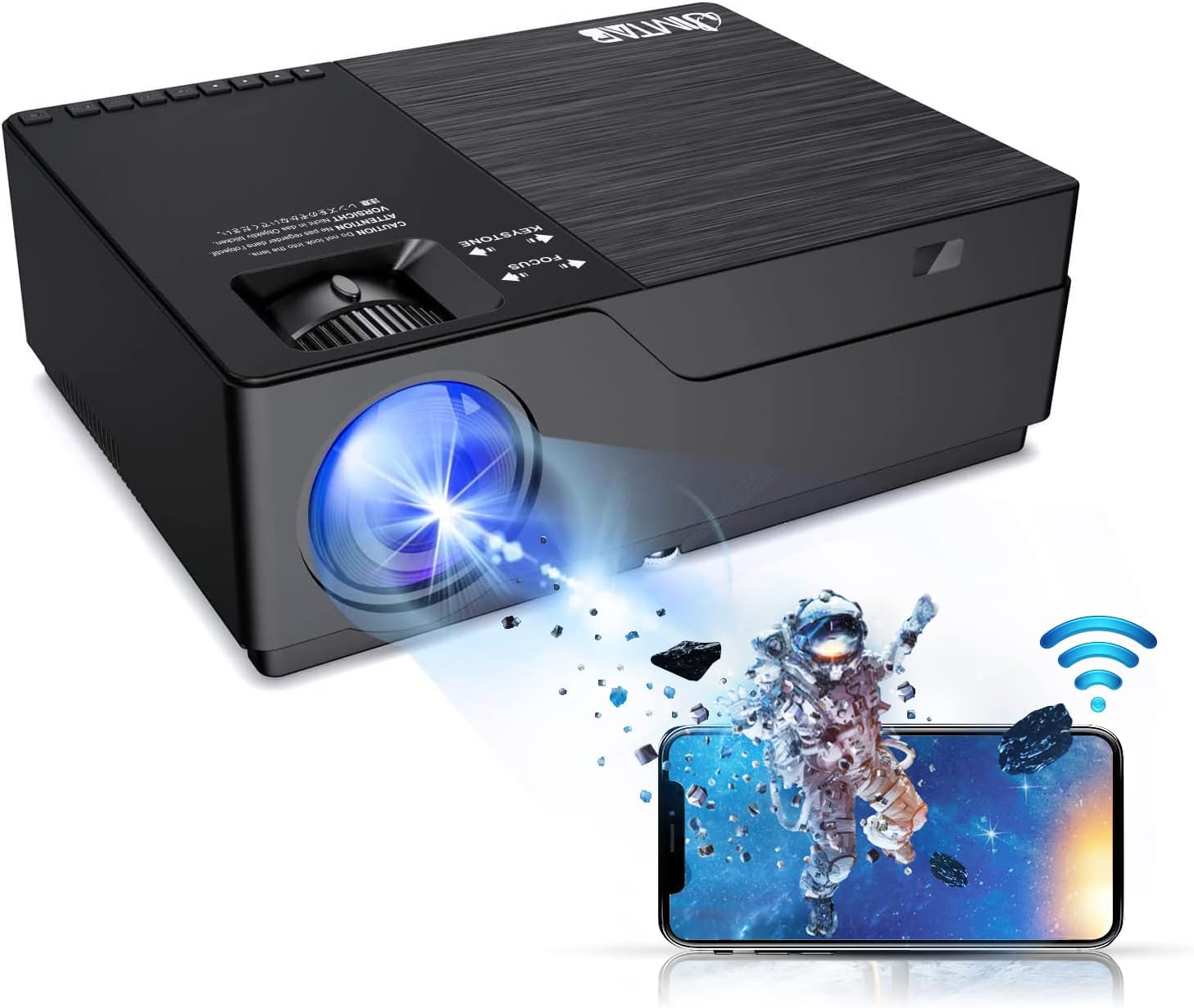 JIMTAB M18 PRO Native 1080P Video Projector,WiFi HD Projector Support AV,VGA,USB,HDMI, Compatible with Xbox,Laptop,iPhone and Android for Academic Display and Home Theater (Metallic Black(M18 Pro))