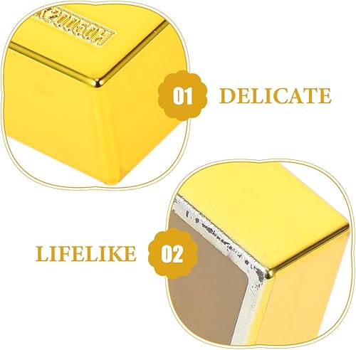 Miniatura 9 de Kisangel 2 piezas de barra de oro falsa réplica de ladrillo dorado de lingotes decorativos para película, regalo novedoso, suministros de fiesta