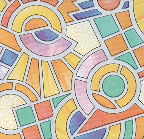 gekkofix Bunte Fensterfolie Nimes - Glasdekorfolie Bleiglas Look...