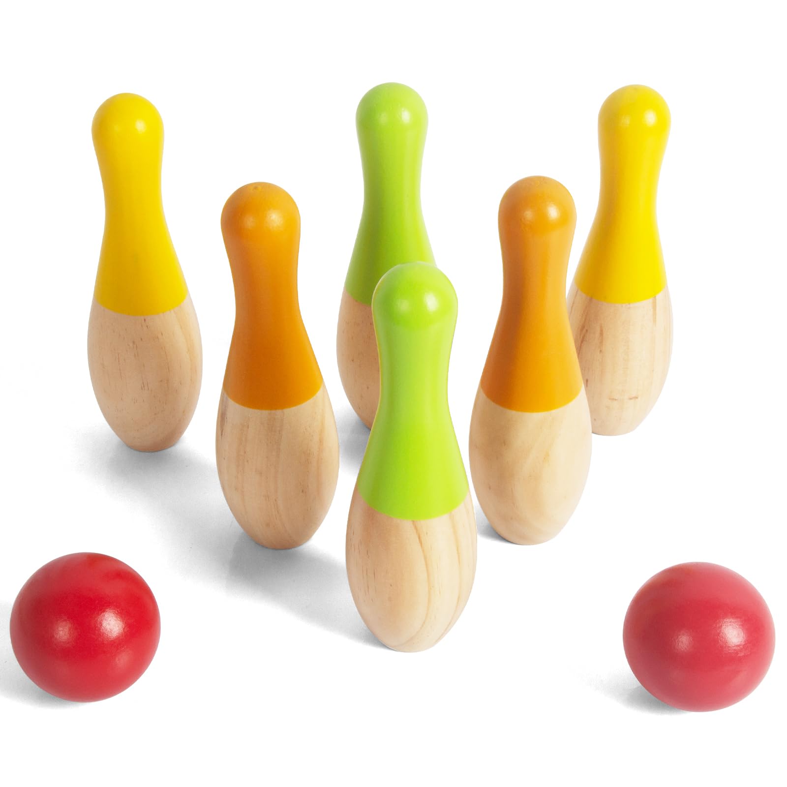 Lot De Bowling Enfant - 10 Quilles Et 2 Balles - Plastique Multicolore - Neuf