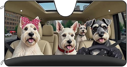 CafeTime Parasol para parabrisas delantero de automóvil con diseño de animales divertidos Goldendoodle y Schnauzer, para decoración familiar,