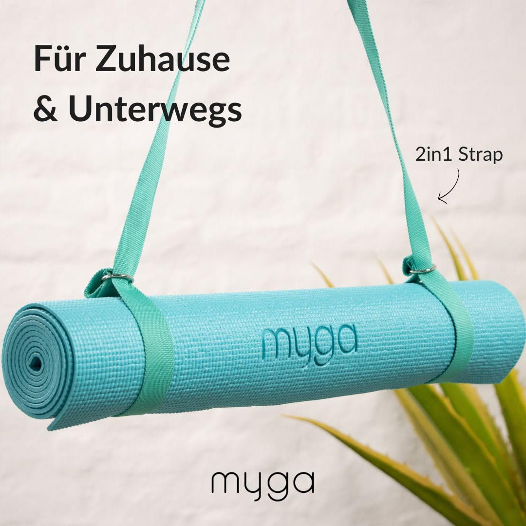 Myga Yoga-Starter-Set – Yogamatte, Yoga-Blöck Ziegel & Metall D-Ring Yoga-Gurt – Starter Kit für Anfänger ideal für Pilates, Yoga, Dehnung, Gesundheit & Fitness