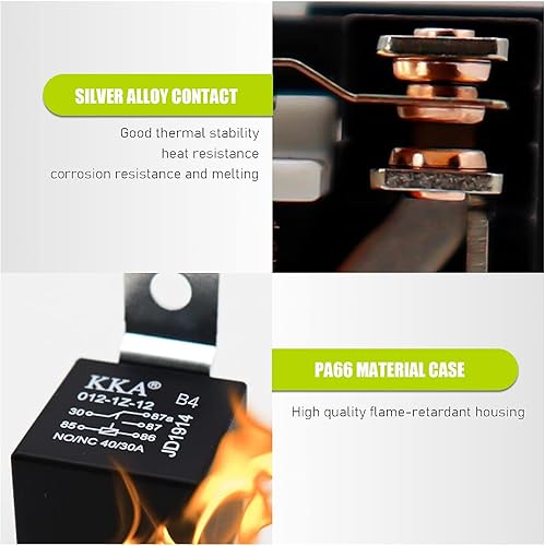 Miniatura 4 de Paquete de 4 relés automotrices de 40 A, relé de 5 pines, relé impermeable de 12 V, interruptor de relé automático, repuesto para motor fuera de