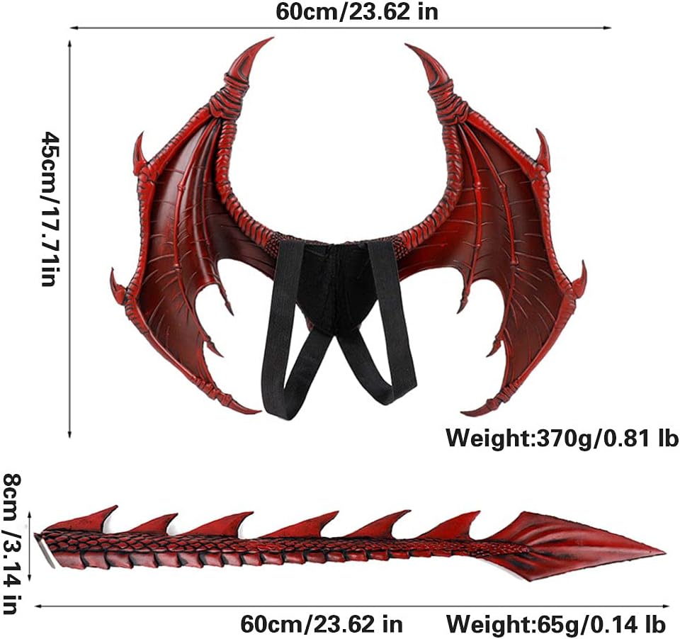 CRTEPST Dragon Costume for Kids Boys Girls, Dragon Wing Tail Mask Set,Halloween Dinosaur Cosplay Set for Child - Image 4