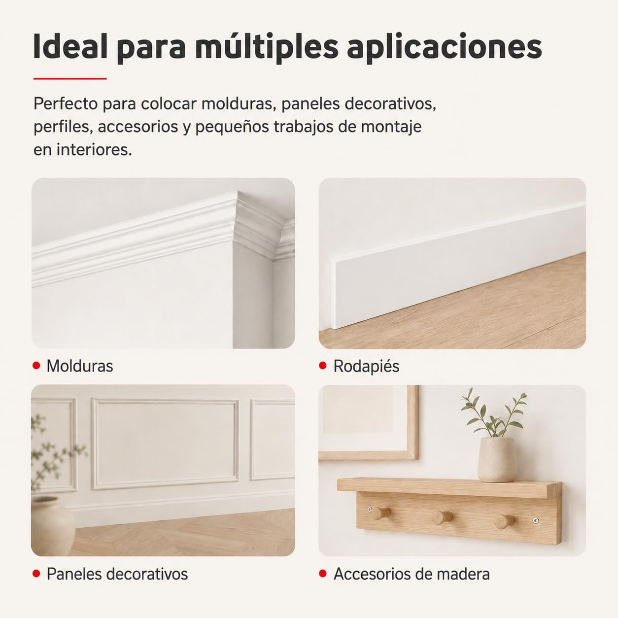 Adhesivo de Montaje Sin Clavos Extrafuerte Blanco 125 ml Multiusos Pack 12
