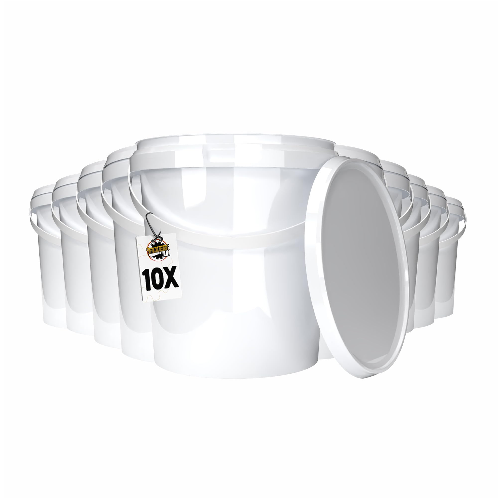 Fixedbyu 10 Items 10 Buckets With Lid, Plastic Food And Pet Food Bucket, Airtight And Stable, Empty With Handle