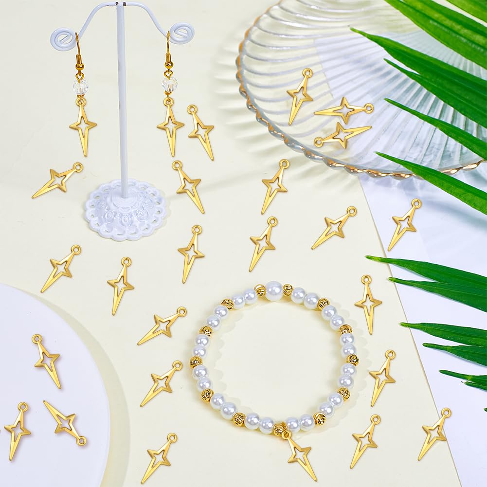 SUNNYCLUE 1 Boîte De 80 Breloques En Forme D'étoile à 4 Points