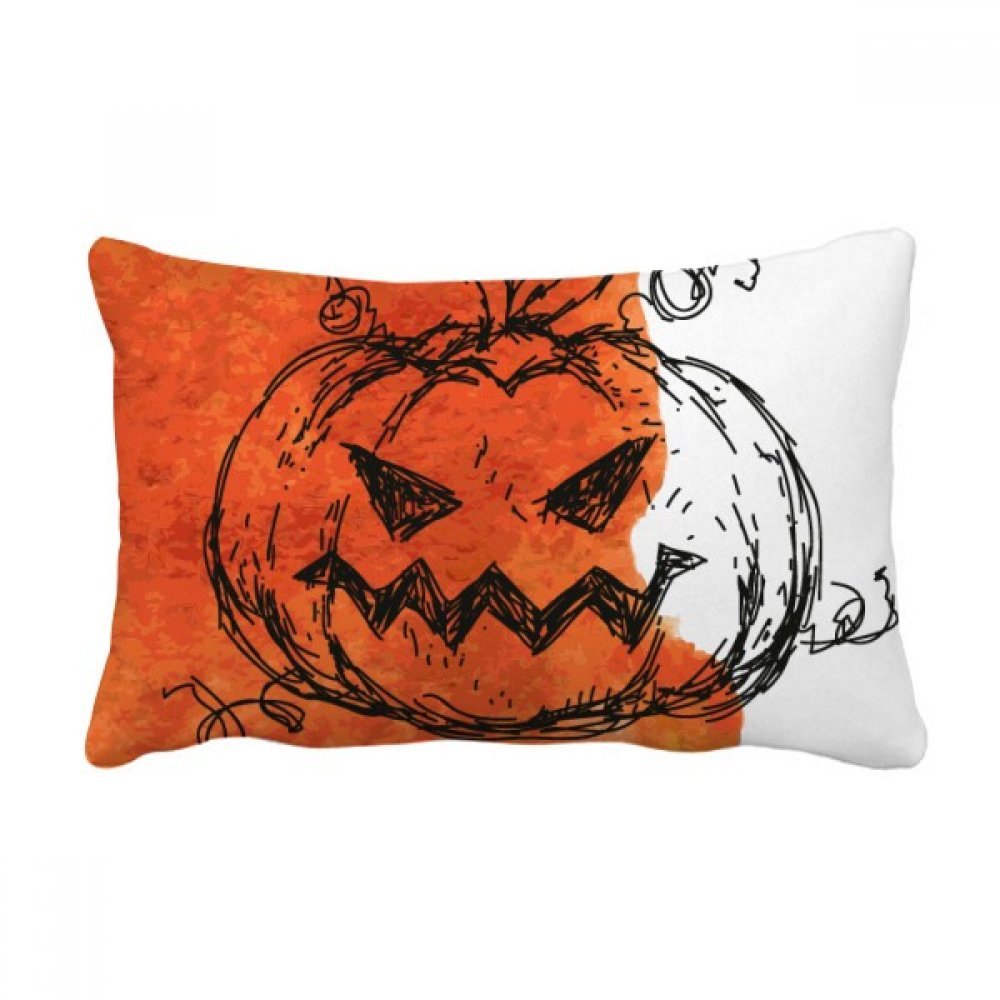 Coussin de Halloween avec citrouille peinte à la main, textile décoratif durable