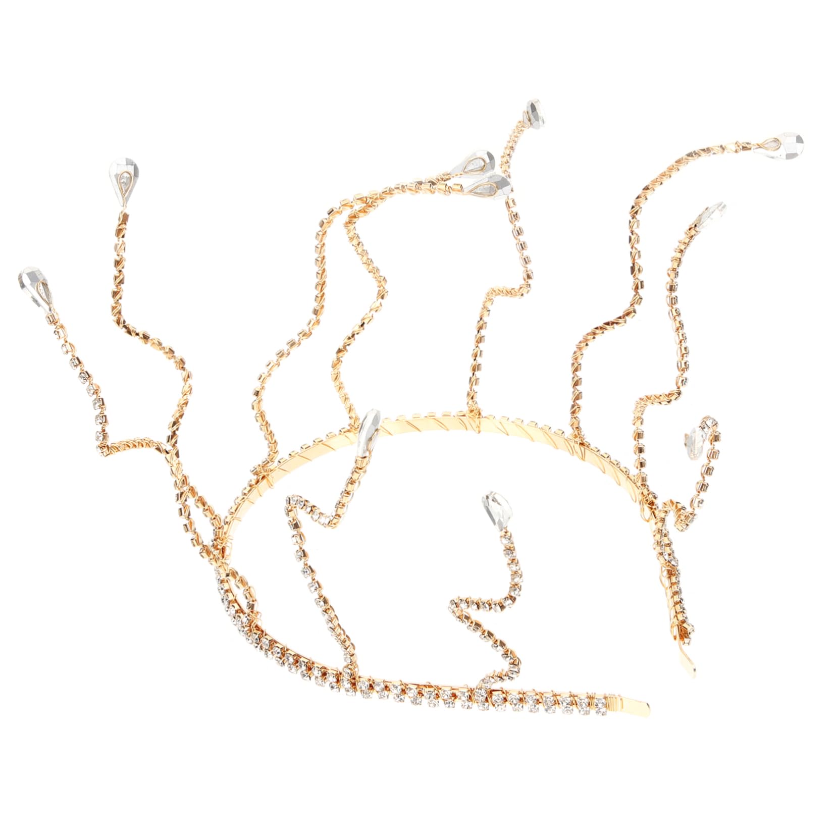 FRCOLOR 4 Stück Braut Stirnband Damen-Stirnband damen stirnbänder Hochzeit Brautkrone wedding hair accessories brauthaatschmuck Strass- Haarschmuck für die Braut Metall Golden