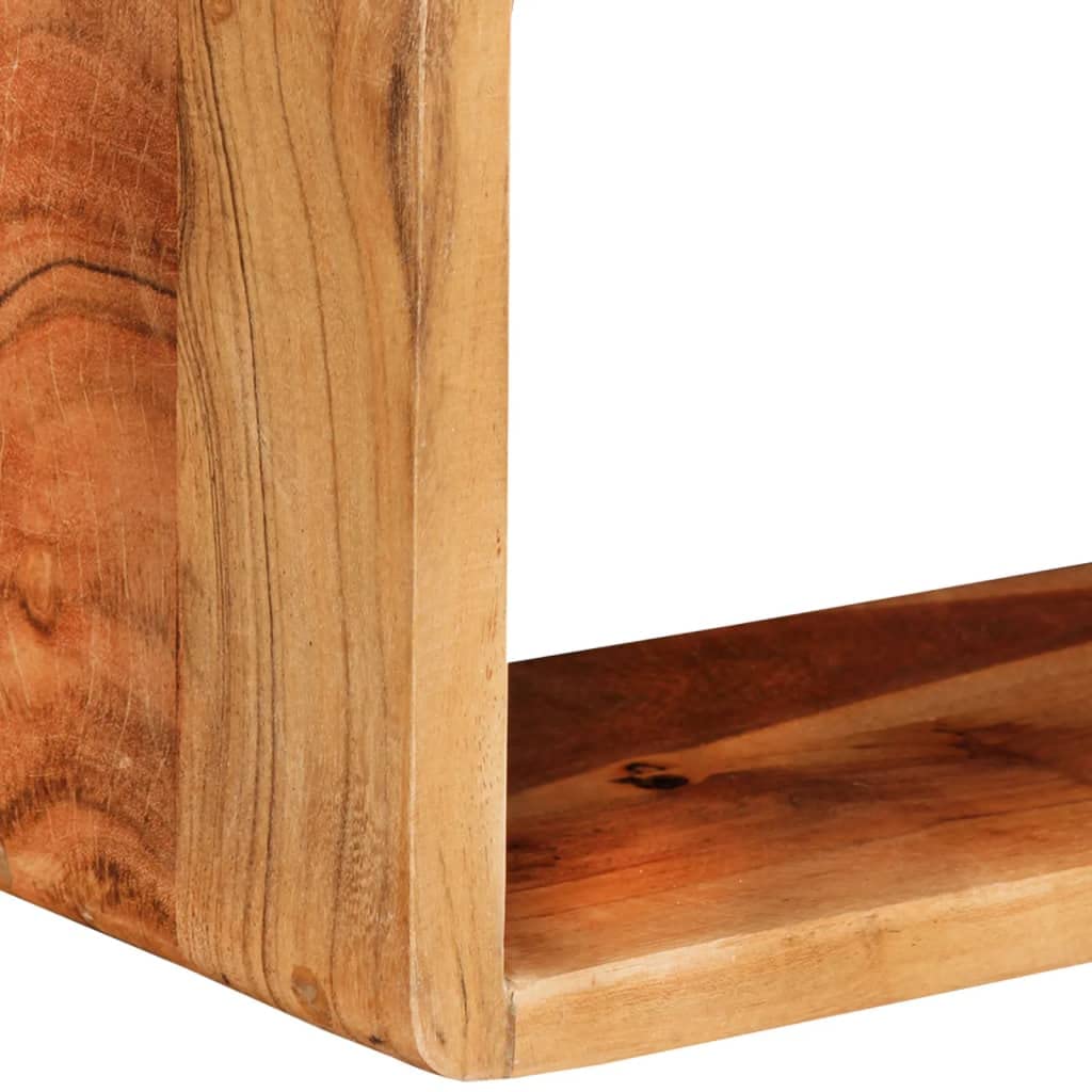 Wandregal Set aus massivem Akazienholz 80x15x25 cm und 35x15x20 cm Natürliche Maserung Stabiles Bücherregal für Wohnzimmer Küche und Badezimmer