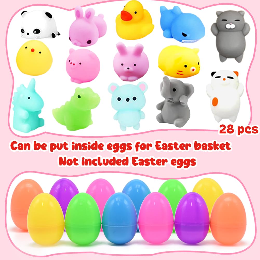 UMEELR 28 Pack Mochi Squishies Toys, Easter Egg Basket Stuffing,Egg Hunt Party Favors Stress Relief Squishy for Boys Girls School Classroom Prize