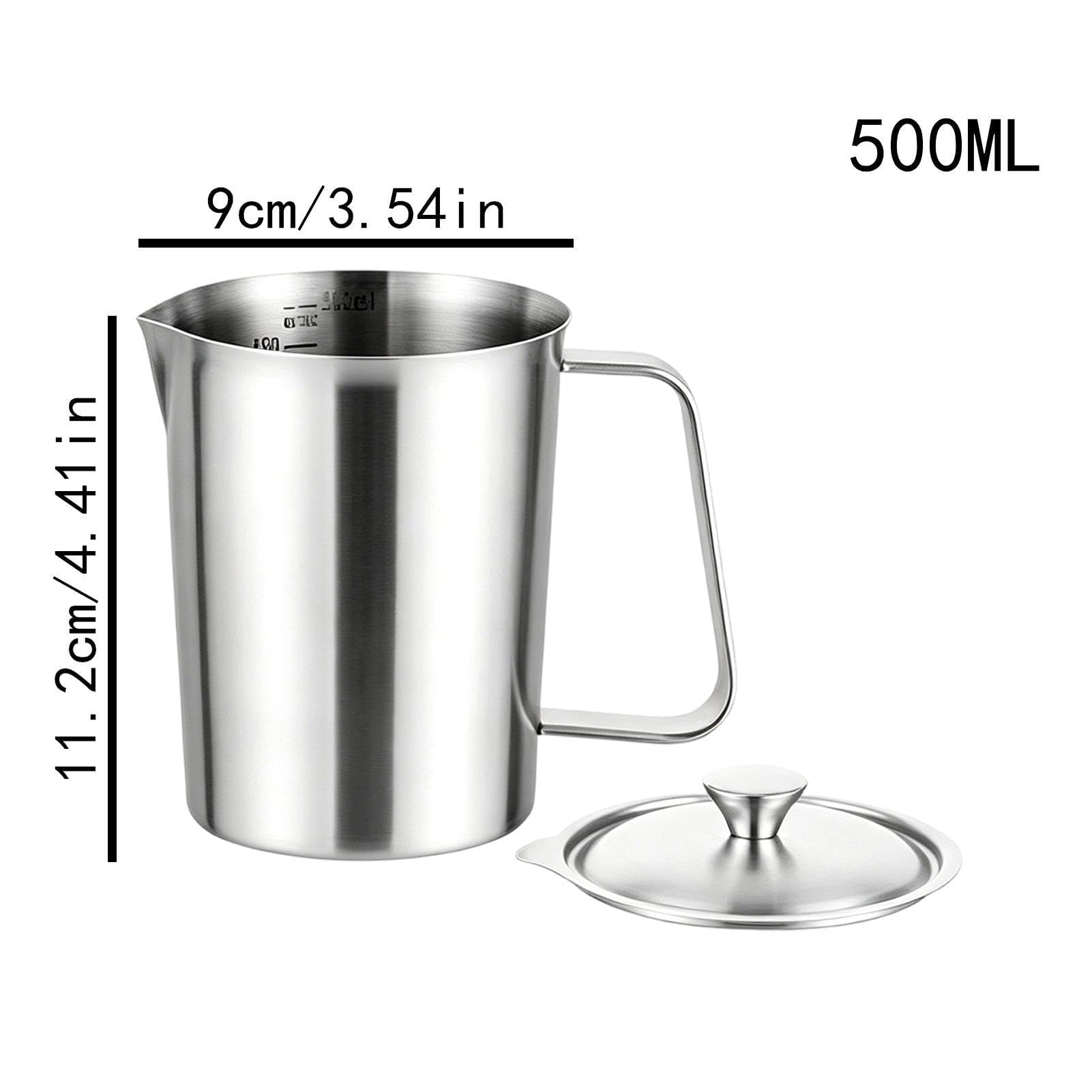 Flüssiger Messbecher - Hitzebeständiger Doppelskalen-Behälter mit Deckel zum Kochen und Backen, spülmaschinenfester Milchaufschäumer Becher für den Heimküchengebrauch