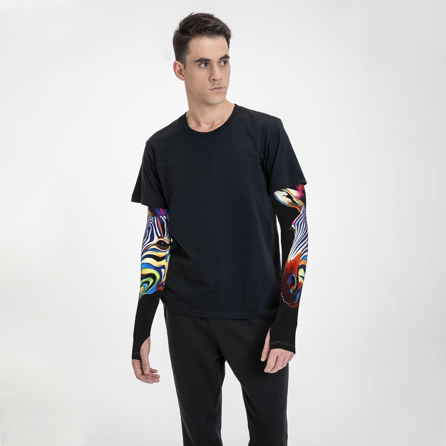 Gecko And Tropical Leaves Arm Sleeves For Men Women Cooling Sleeves Uv Blocking Protection Sleeve