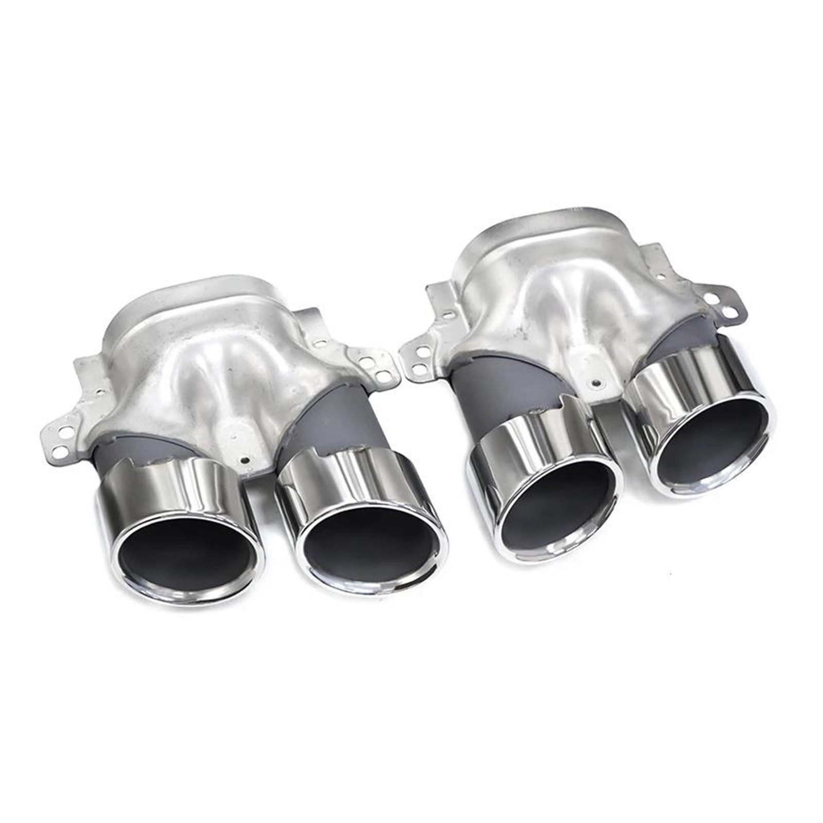 Punta escape cuádruple en acero inoxidable plata para Benz W205 acabado premium 7
