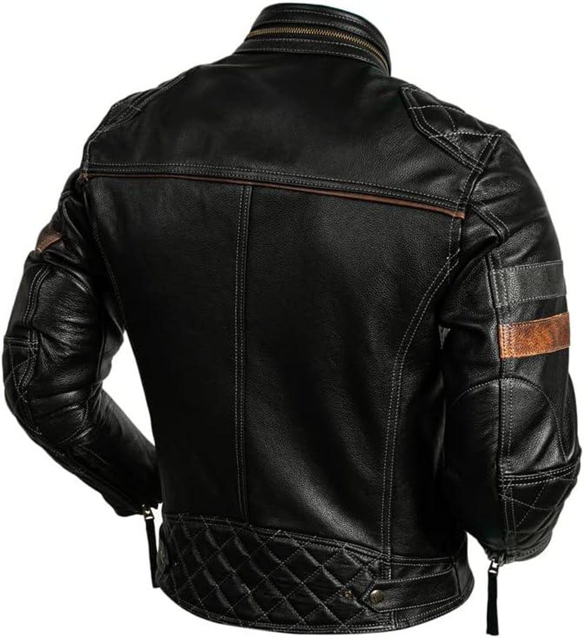 Męska skórzana kurtka wyścigowa w stylu vintage, wysokiej jakości motocykl, prawdziwa skóra, ręcznie robiona kurtka