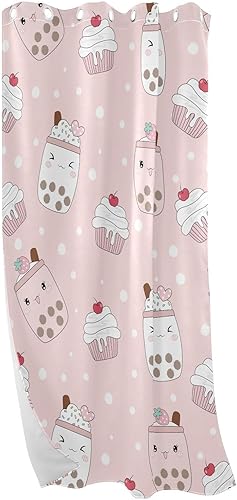 Miniatura 7 de Divertidas cortinas de té con leche con burbujas de azúcar morena dulce de 84 pulgadas, cortinas de puerta para tratamientos de ventanas, cortinas
