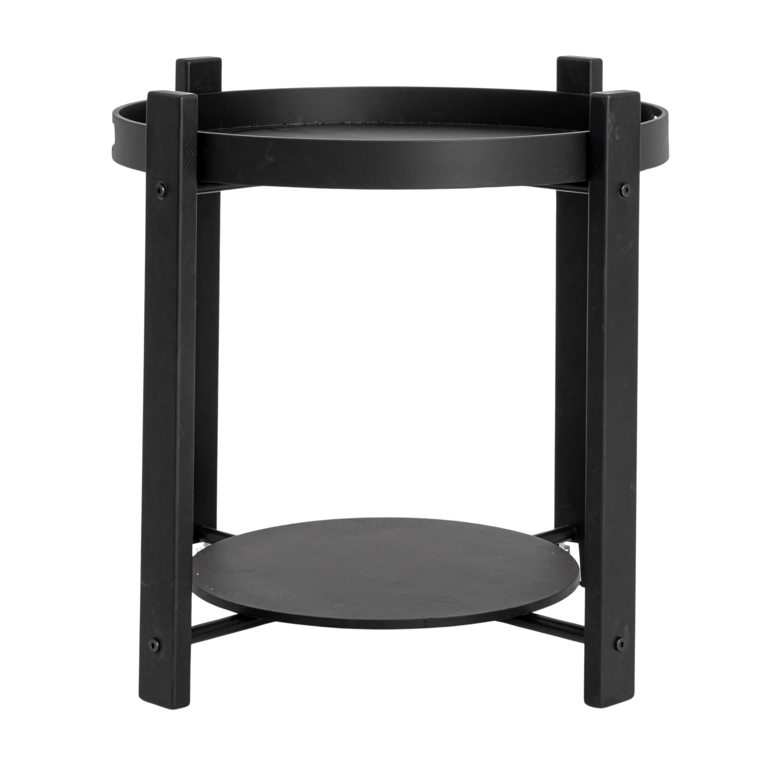 Creative Co-Op Chic Fir Wood and Metal Tray Table, Black