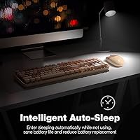 Vista 4 de Combo de teclado y mouse inalámbricos, 104 teclas redondas de tamaño completo de 2.4 GHz, teclados coloridos, receptor USB Plug and Play