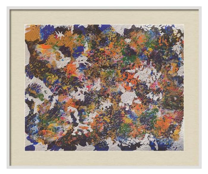 Generico Cuadro moderno pintado a mano con marco 62 x 52 cm, el mundo sumergido, estilo abstracto expresionista/acción pintando cuadro decoración casa oficina