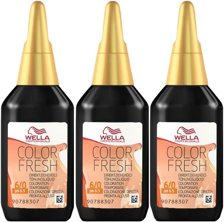 3 x Wella Color Fresh Hair Toner 75ml - 6/0 Dark Blonde/Natural