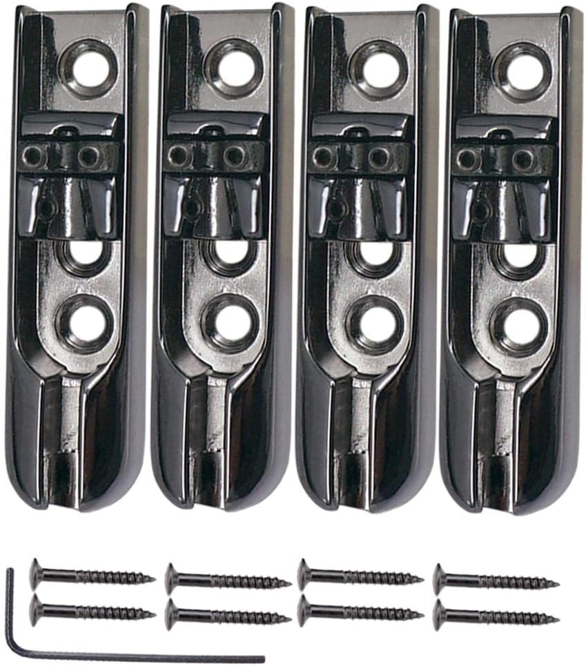 4 pieces Bass Bridge With 8 Screws for 4 String Electric Bass Guitar Replacement Durable Black
