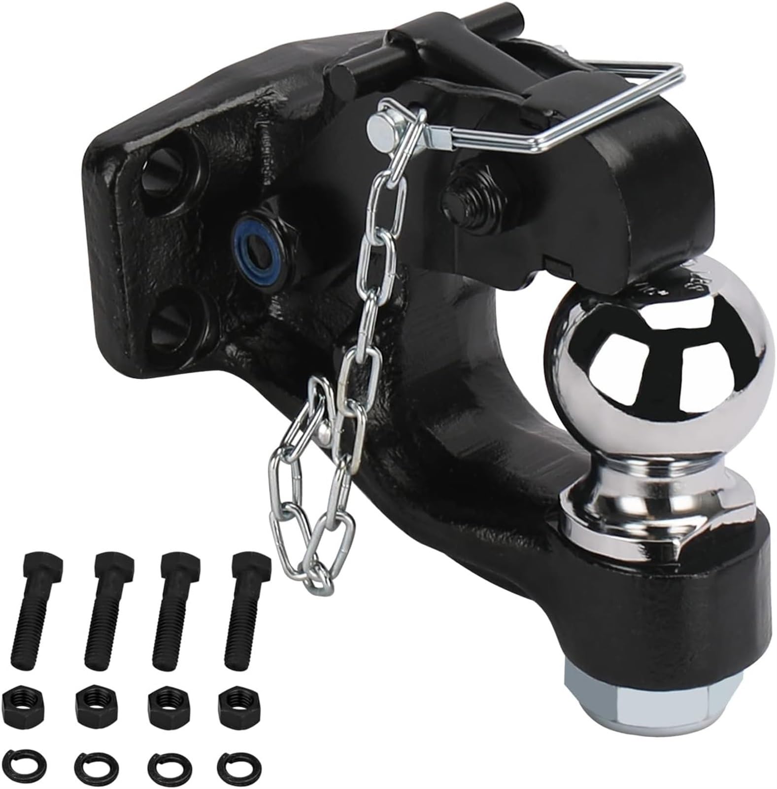 THE WHITE SHOP Pintle Hook Pintle Hitches Receiver Hook 8 TON Combination Hitch Ball 2-5/16” Fits Hitch Hook Military Receiver