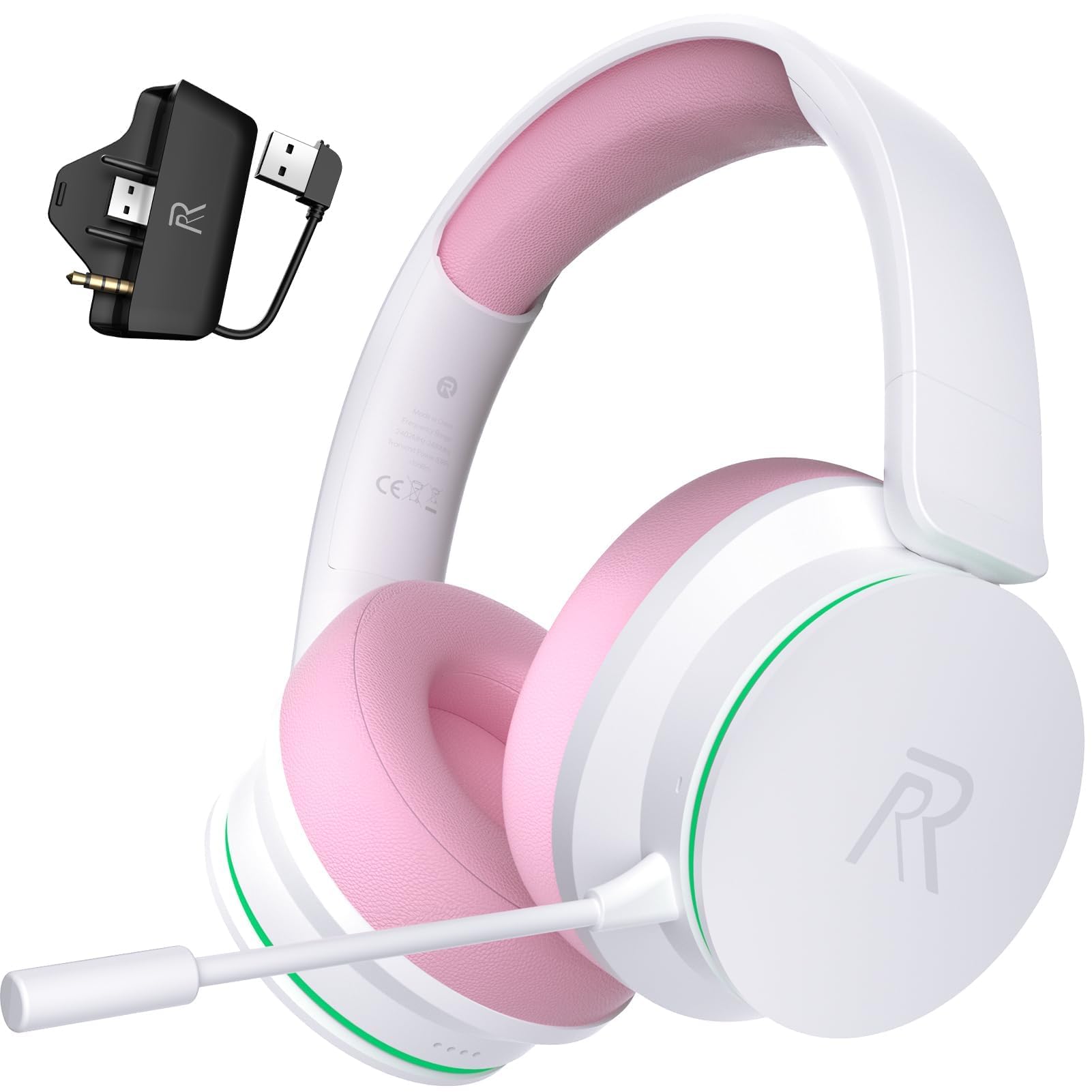 RYR Cuffie da gioco wireless, Bluetooth 5.3, suono surround 3D, paraorecchie girevoli, cuffie da gioco con microfoni a cancellazione del rumore per serie X|S, Xbx One, PS5, PS4, Mac