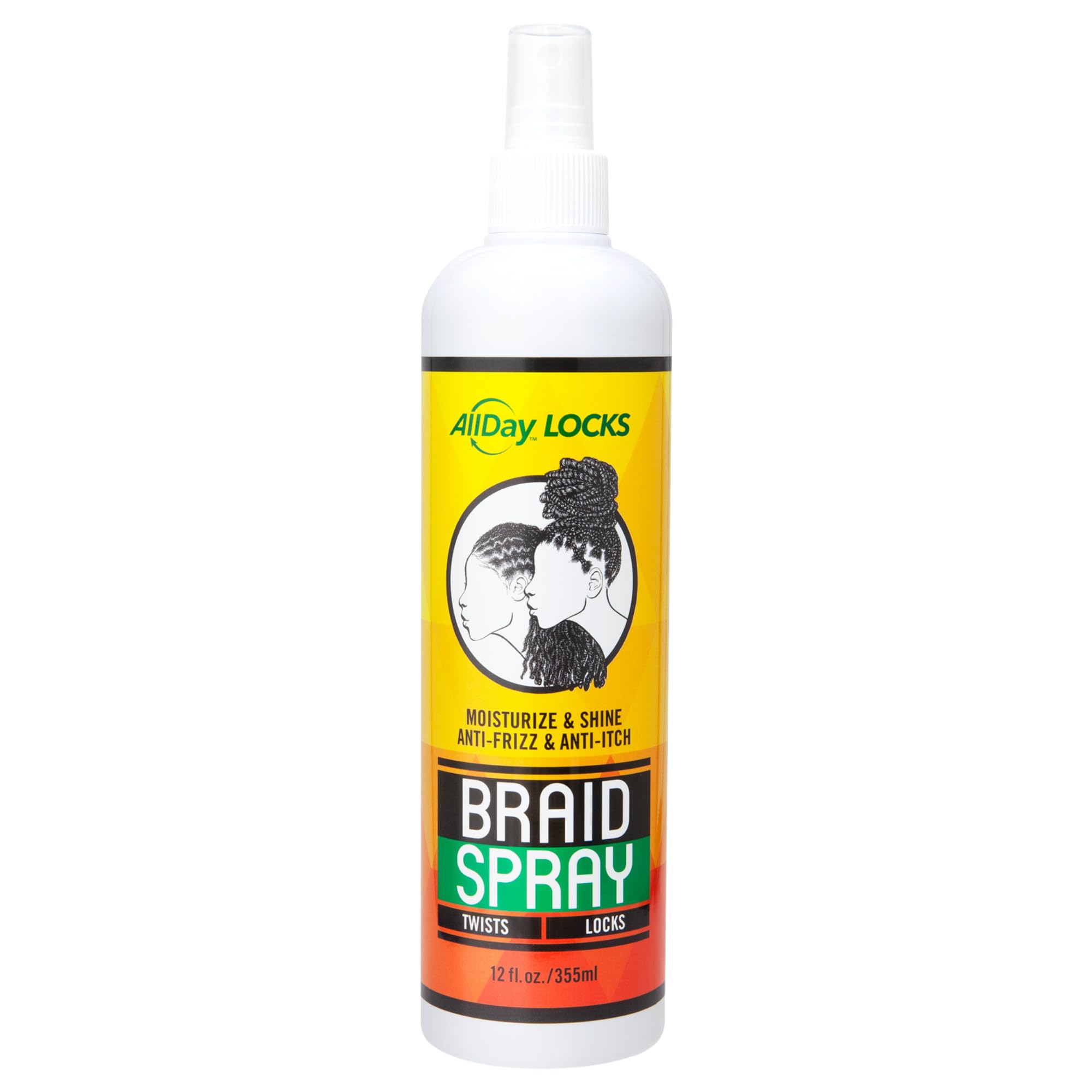AllDay Locks Braid Spray (12 oz) | Alleviates Itchy & Dry Scalp | High Shine, Softens Dull Hair | Cleanse & Rejuvenate Braids, Locks, Twists, Cornrows | 12 oz