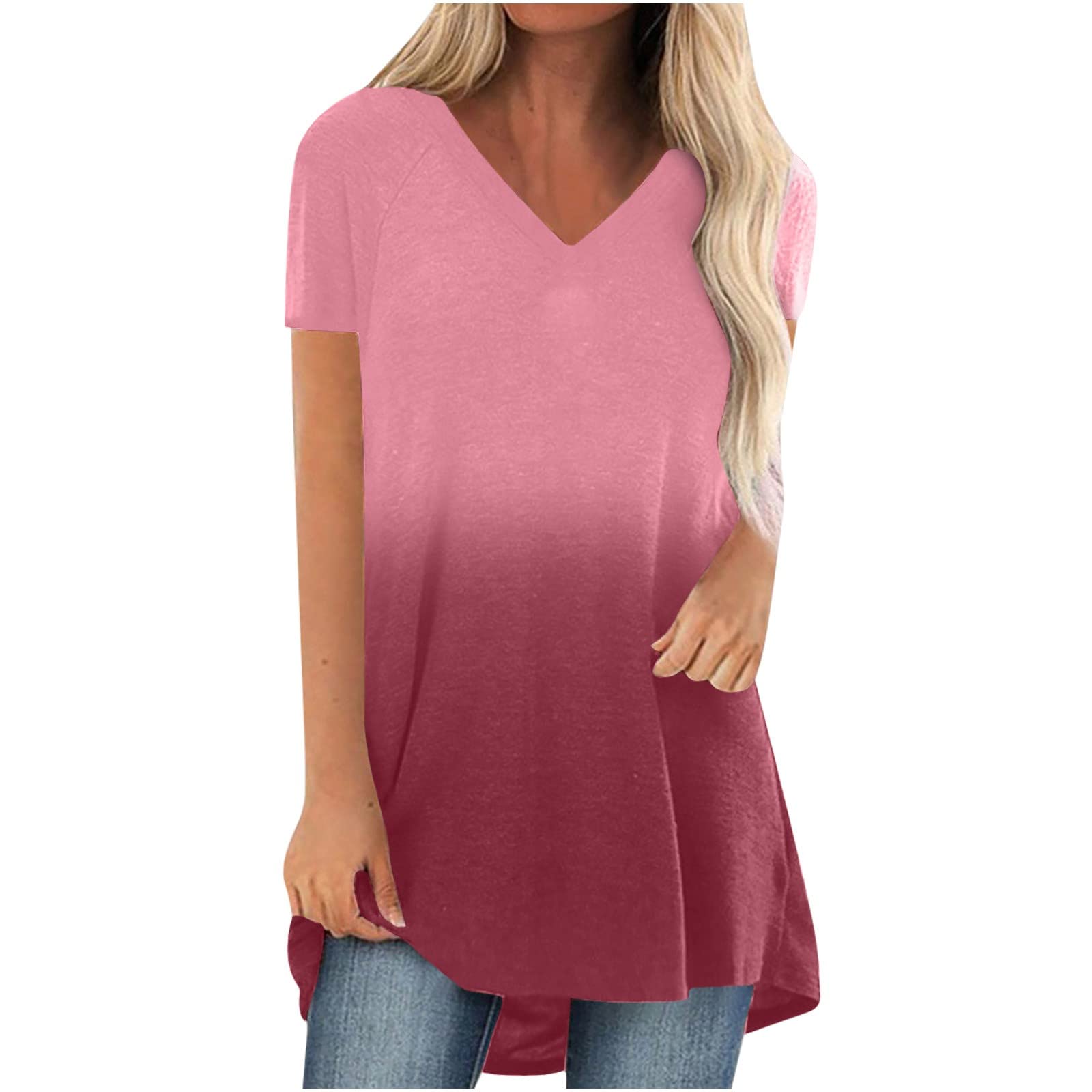 Fall Short Sleeve Shirt Womens Comfort Colors Clothing Cotton V Neck Graphic Blouse T Shirt for Ladies K7 K7
