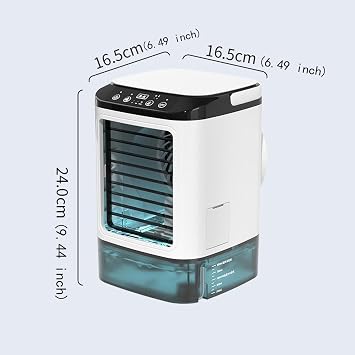 Silent Air Conditioners, 900ml Water Tank,with Ice Box,3 Wind Speeds Air-Conditioning Cooling Mist,7 LED Lights,with Handle Home Aircon for Home Travel Office