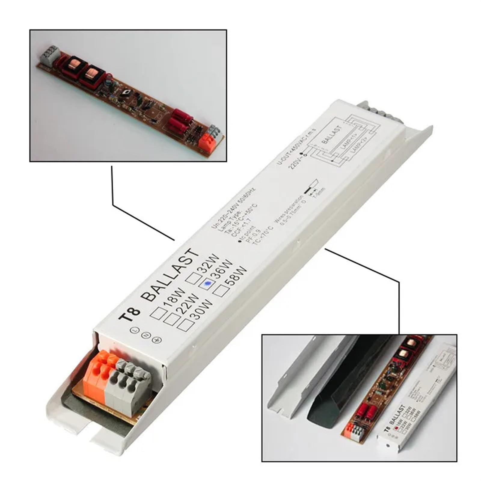 Lampada Fluorescente con Alimentatore elettronico T8 a Tensione Larga 220-240 V CA 2x36 W