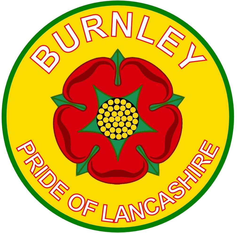 Burnley - Pride of Lancashire - (Two Pack) 80mm Diameter Car Bumper Window Decal Sticker