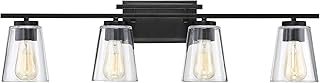 Savoy House 8-1020-4-BK Calhoun 4-Light Bathroom Vanity Light in a Black Finish with Clear Glass (32