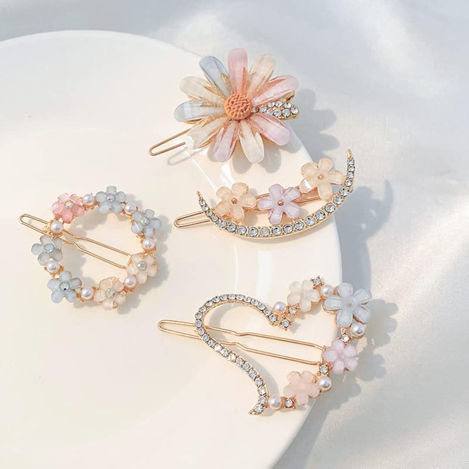 Starvis Metal Plastic Korean Fancy Bling For Girls Womens Kids Hair Accessories, Pearl Resin Acrylic Hair Clips, Rhinestone Hairpins, 4 Pcs, Golden (B0B3NBCQNP) Amazon Price History, Amazon Price Tracker