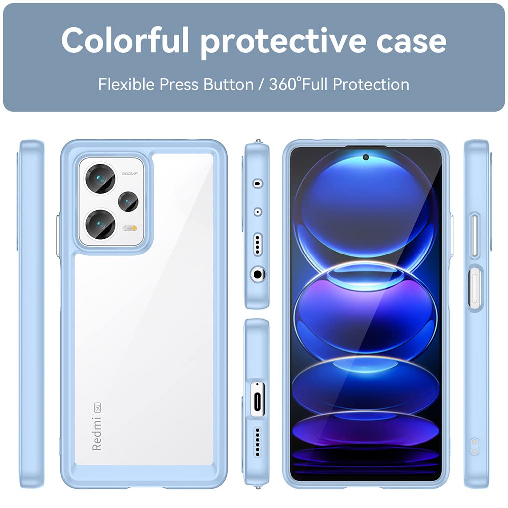 HAOYE Cover per Xiaomi Redmi Note 12 PRO+ (Plus) con 360° Girevole Supporto dell'anello, Protettiva Antiurto in Tessuto Denim Custodia, PC + Silicone TPU Custodia. Grigio