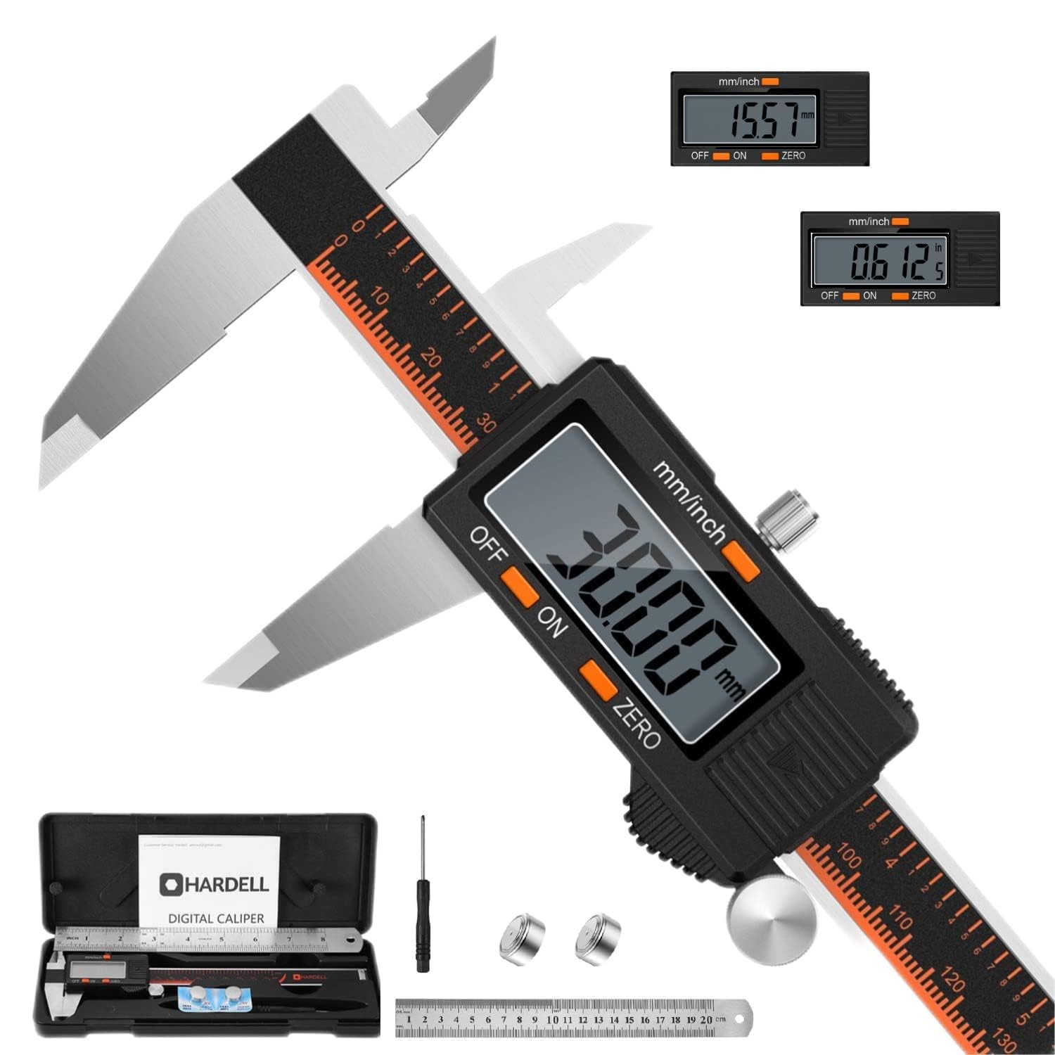 HARDELL Digitaler Messschieber 150mm mit großem LCD-Bildschirm