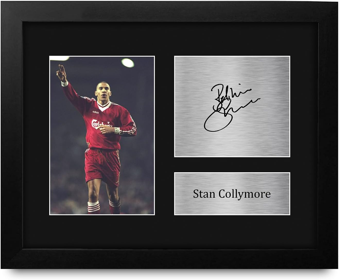 HWC Trading Stan Collymore Liverpool Gifts Printed Signed Autograph Picture for Soccer Fans and Supporters - US Letter Framed (ID-008873)